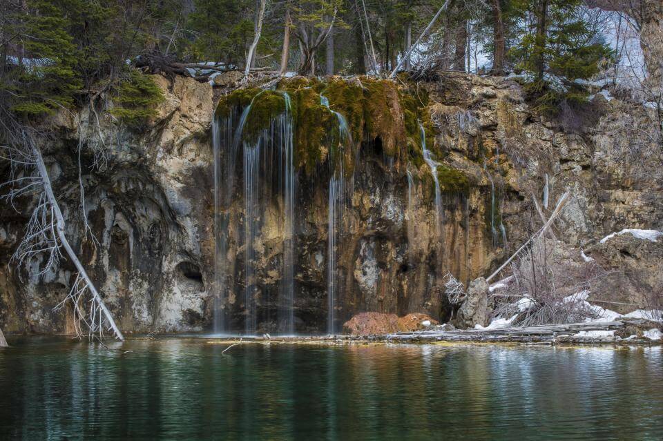 Water scene with rugged terrain.